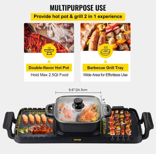 Multifunctional Teppanyaki Grill Pot With Dual Temp Control by Anti Spier