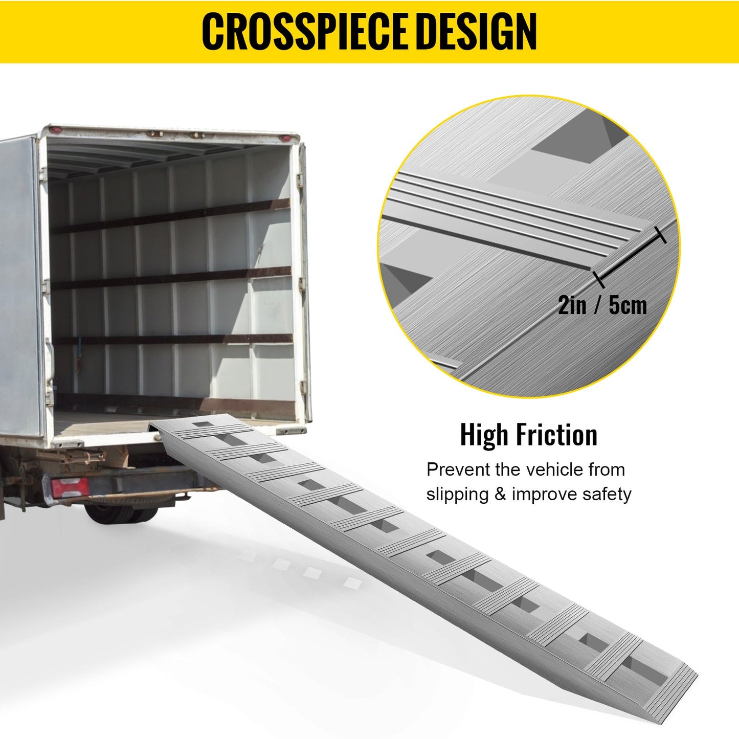 VEVOR 60'X 12 X 2.5inch Aluminum Trailer Ramps 6000LBS Total Beavertail Hook End 1 Pair 2 Ramps by Anti Spier
