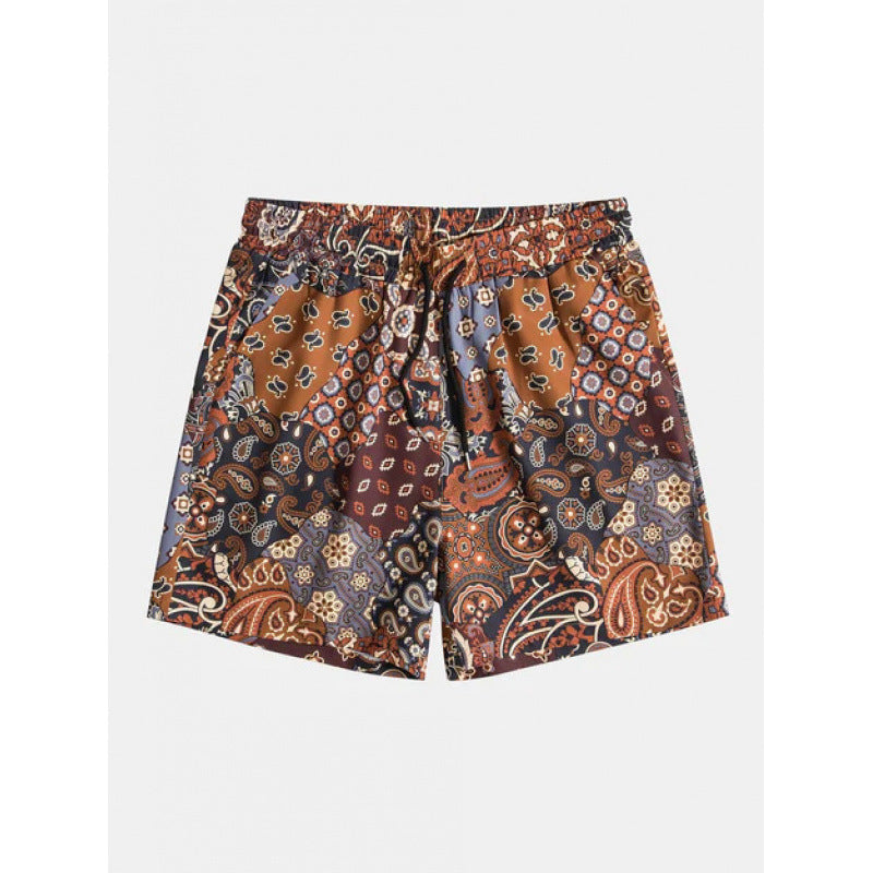 Beach pants men's large size quick dry loose thin men's shorts sports casual flower pants by Hypersku