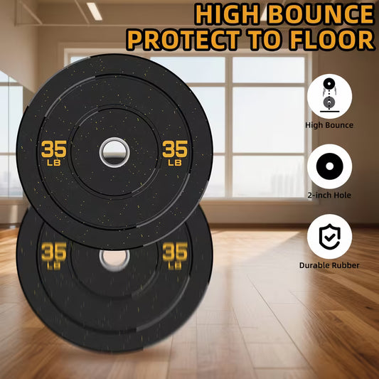 260lbs 2 Inch High Bounce Pro Bumper Plates, Weight Plates Set, Rubber Weight Plates, Steel Inserts - High Bounce Floor Protection For Home, Garage Gym, Multiple Weight Options by Anti Spier