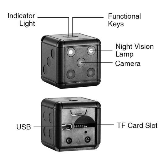 Mini Dice Camera Home Security Night Vision HD 1080P Motion Detection Nanny Cam by Anti Spier