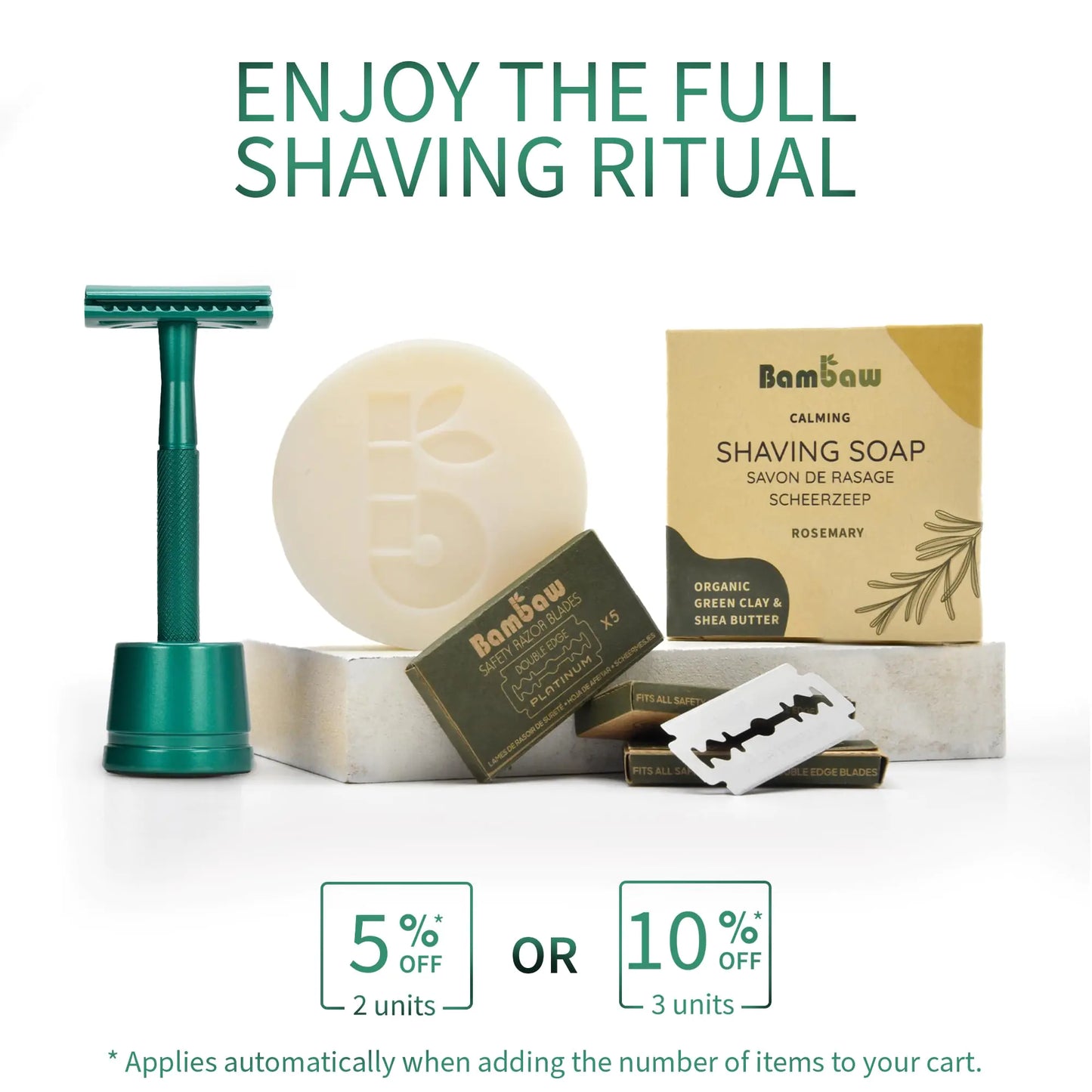 Bambaw Men Safety Razor with 5 Double Edge Safety Razor Blades, Single Blade Razor for Men & Women, Plastic Free Metal Razor – Sea Green 1 Count (Pack of 1) Sea Green Razor by Anti Spier