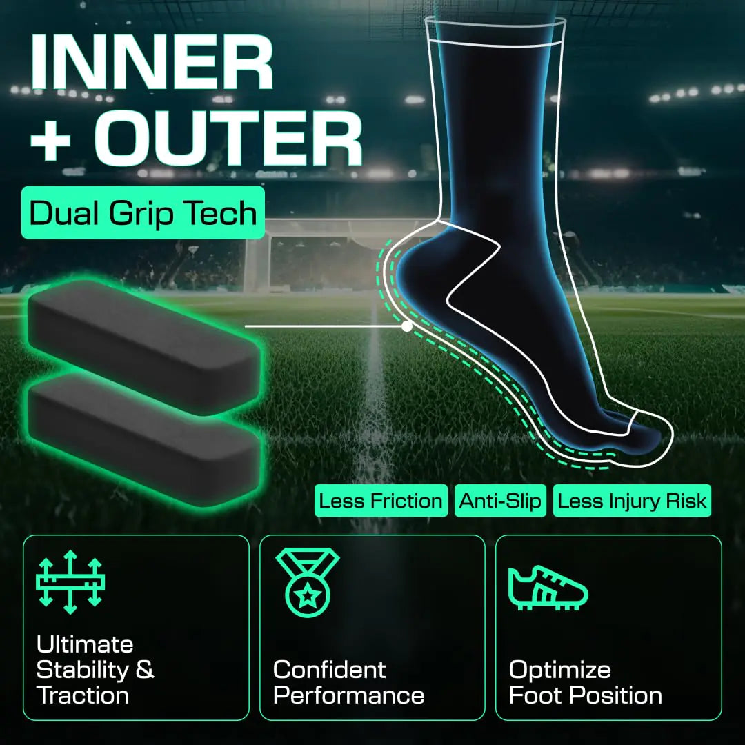 Lux Dual Grip Socks - Soccer Grip Socks for Men and Women. GripArray™ Performance & Comfort - Anti-Slip Grip Socks for Soccer Large White (2 Packs) by Anti Spier