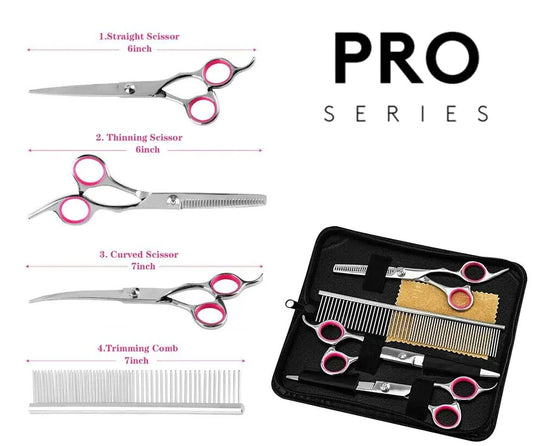 Pet Dog Grooming Scissors Stainless Straight Curved Thinning Shears Trimmer Kits by Anti Spier