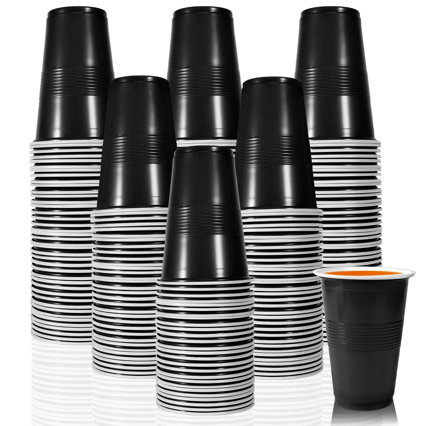 LDIWEE 100 Pack Graduation Plastic Drinking Cups for Party 16 Ounce Black Disposable Cups Stackable Heavy Duty Water Beer Beverage Soda Cups for Halloween Birthday Picnics Camping Barbecues by Anti Spier