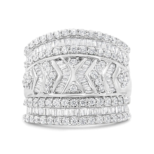 .925 Sterling Silver 2.0 Cttw Diamond Edge Multi-Row Ring Band ( J-K Color, I3 Clarity) by Anti Spier