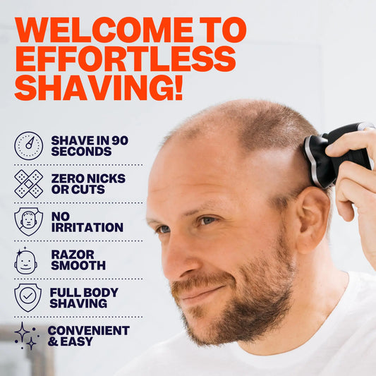 Freebird FlexSeries Pro Electric Head Shaver - Fast Smooth Head Shaver, Wet/Dry Shaving, Anti-Pinch, Rotary Electric Razor, USB Rechargeable, Cordless, 4 Flexible Blades, Ideal Gifts for Bald Men by Anti Spier