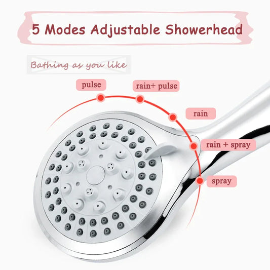 High Pressure Shower Head 5 Settings Handheld Shower Heads Spray With 5 FT Hose by Anti Spier