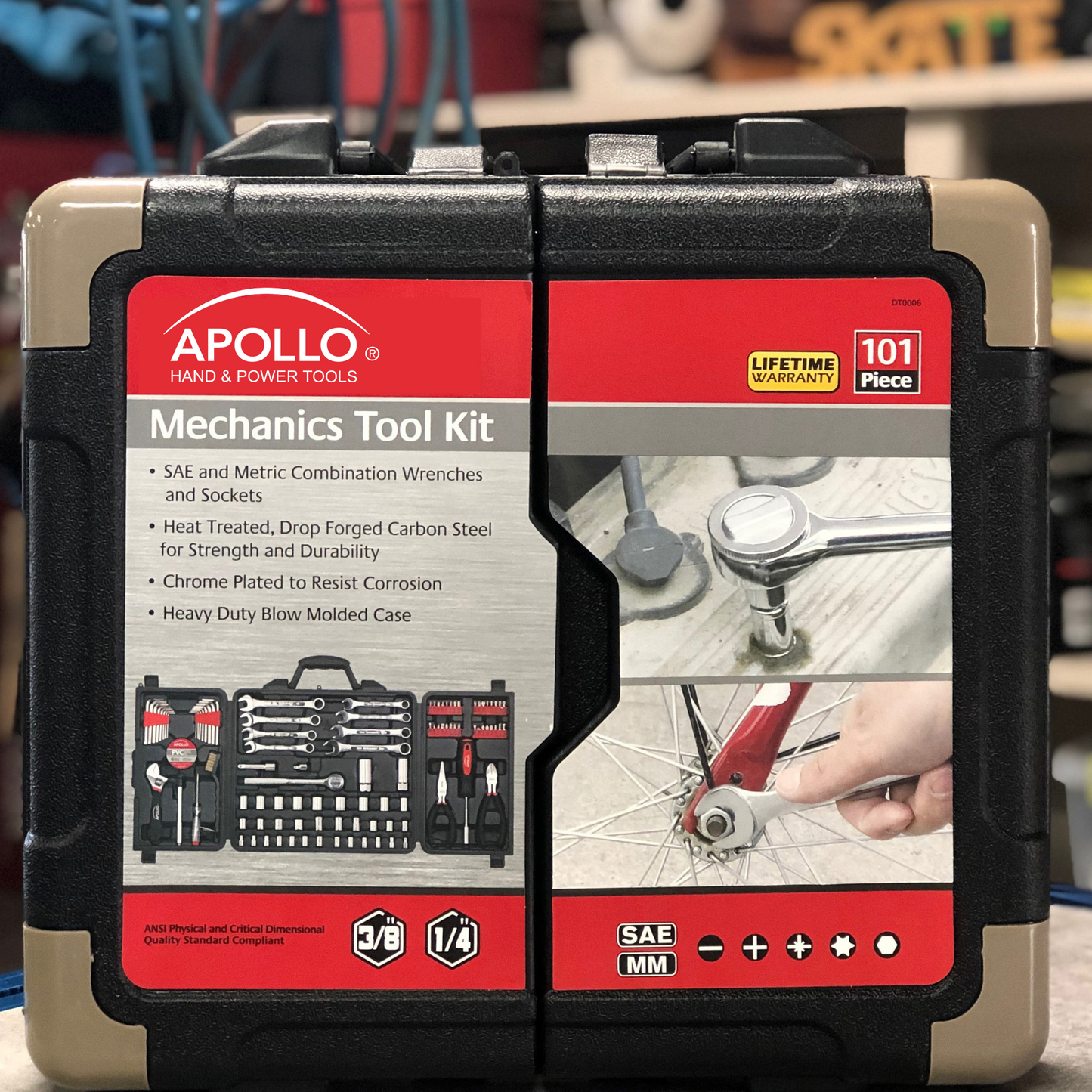 101 Piece Mechanic Tool Set for Vehicle and Home Maintenance, Roadside Emergencies. SAE and Metric Tool Set for Car, Boat, RV, Bikes - DT0006 by Apollo Tools