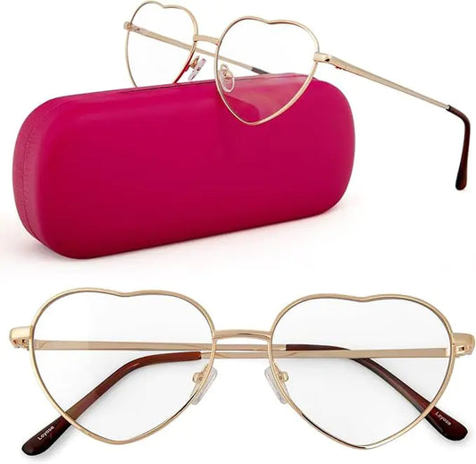 Blue Light Glasses For Woman Cute Gold Frame Heart Shaped Bluelight Glasses Blue Light Blocking Glasses for Computer Screen Phone TV Gaming by Anti Spier