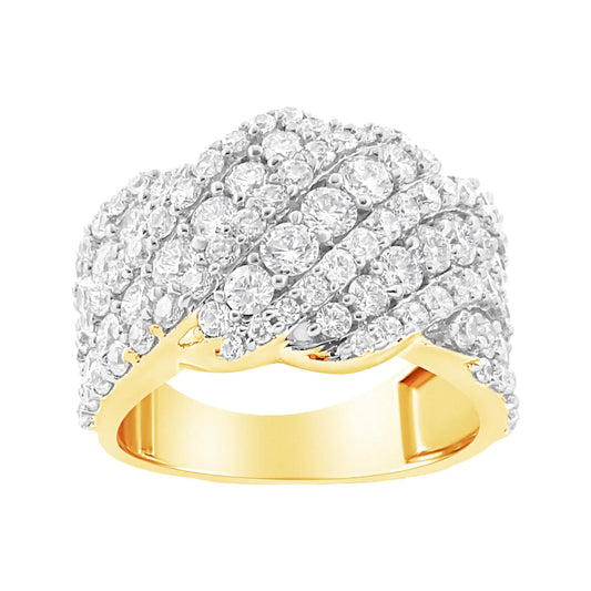 10K Yellow Gold 3.00 Cttw Diamond Multi Row Cluster Band Ring (I-J Color, I3 Clarity) by Anti Spier
