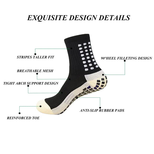 Men's Socks Soccer Non Skid Ball Socks Anti Slip Non Slip Pads for Football Basketball Sports Socks,4 Pair 6-11 1black1white by Anti Spier