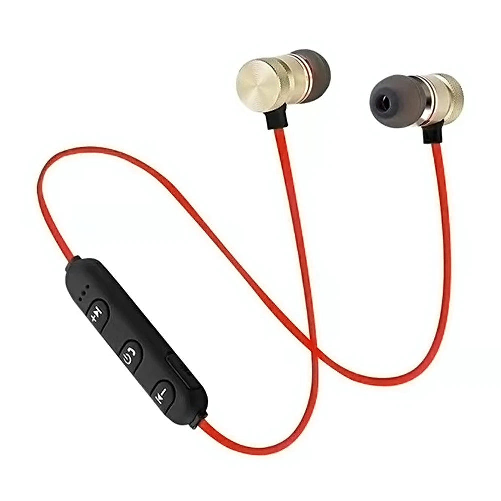 Wireless earphones Neckband Magnetic Sports 4.1 Bluetooth Earphone Stereo Earbuds Music Metal Headphones With Mic For All Phones by Anti Spier