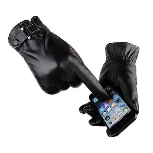 Autumn Warmth Stylish Vegan Leather Touch Smart Gloves by Anti Spier