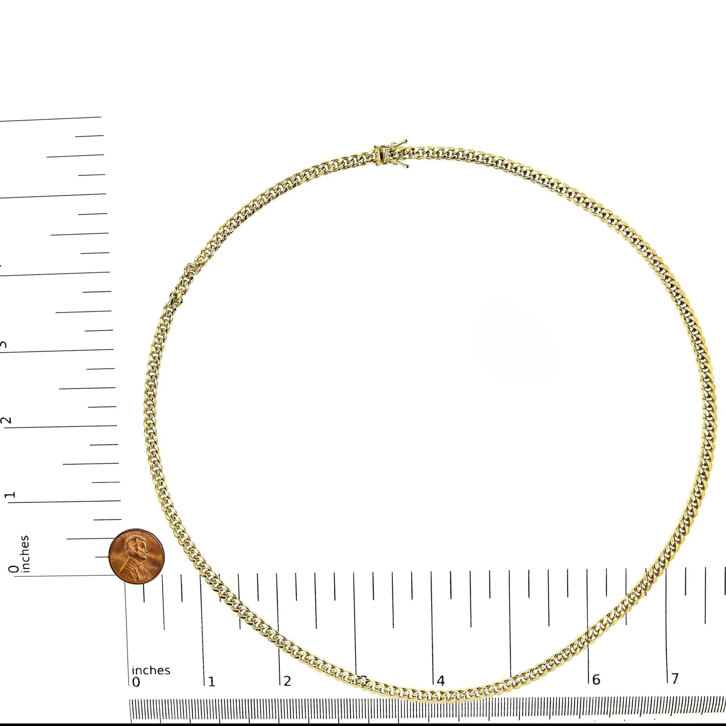 Semi-Solid 14K Yellow Gold 4.5mm Miami Cuban Chain Necklace - Unisex Chain by Anti Spier
