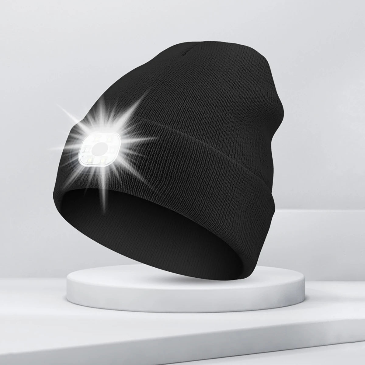 LED Beanie with The Light Unisex USB Rechargeable Headlamp Winter Knitted Cap Gifts For Men Dad Father USB Rechargeable Caps by Anti Spier