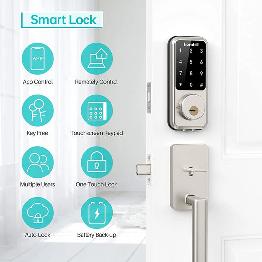 Hornbill Smart Front Door Lock Deadbolt Keyless Entry Locks Electronic Digital Keypad Bluetooth Security For Home Office Airbnb by Anti Spier