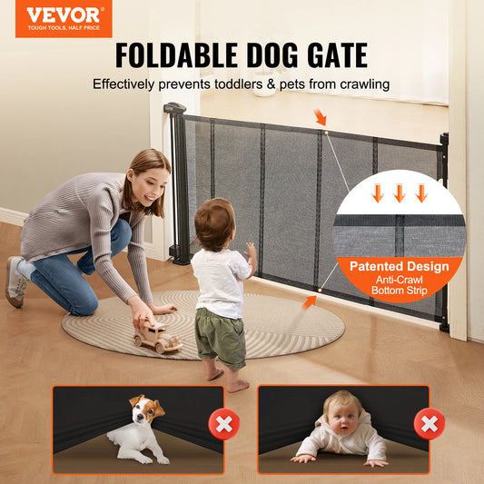 VEVOR Retractable Baby Gate Tall Mesh Baby Gate Extends up to Wide Retractable Gate for Kids or Pets Retractable Dog Gates by Anti Spier
