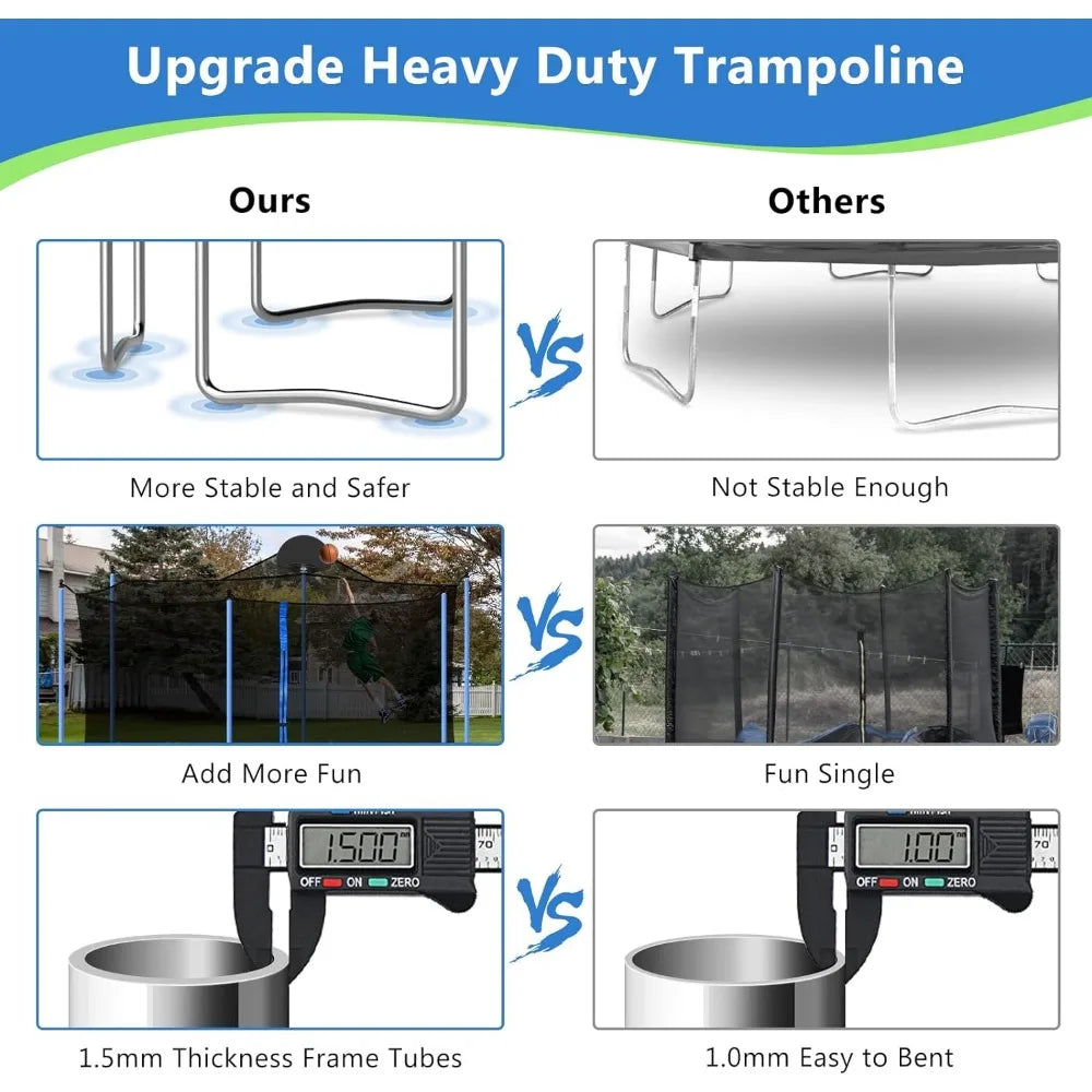 14 FT Outdoor Trampoline for and Adults With Basketball Hoop & Enclosure Net Jump Gym Elastic Bed Protector Trampoline Fitness by Anti Spier