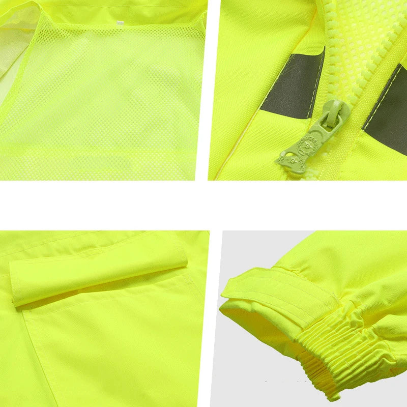 Hi Vis Rain Jacket Reflective Safety Long Rain Coat for Men And Women by Anti Spier