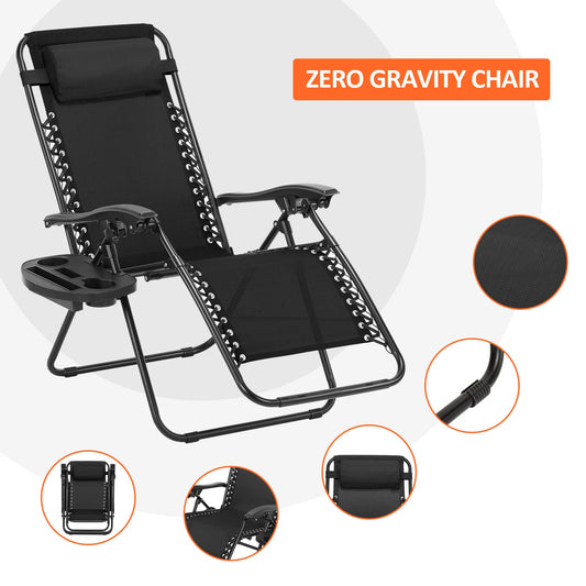 Zero Gravity Chair Patio Recliner Chair Folding Camping Chairs with Cup Holder Adjustable Headrest Reclining Lounge Chair by Anti Spier