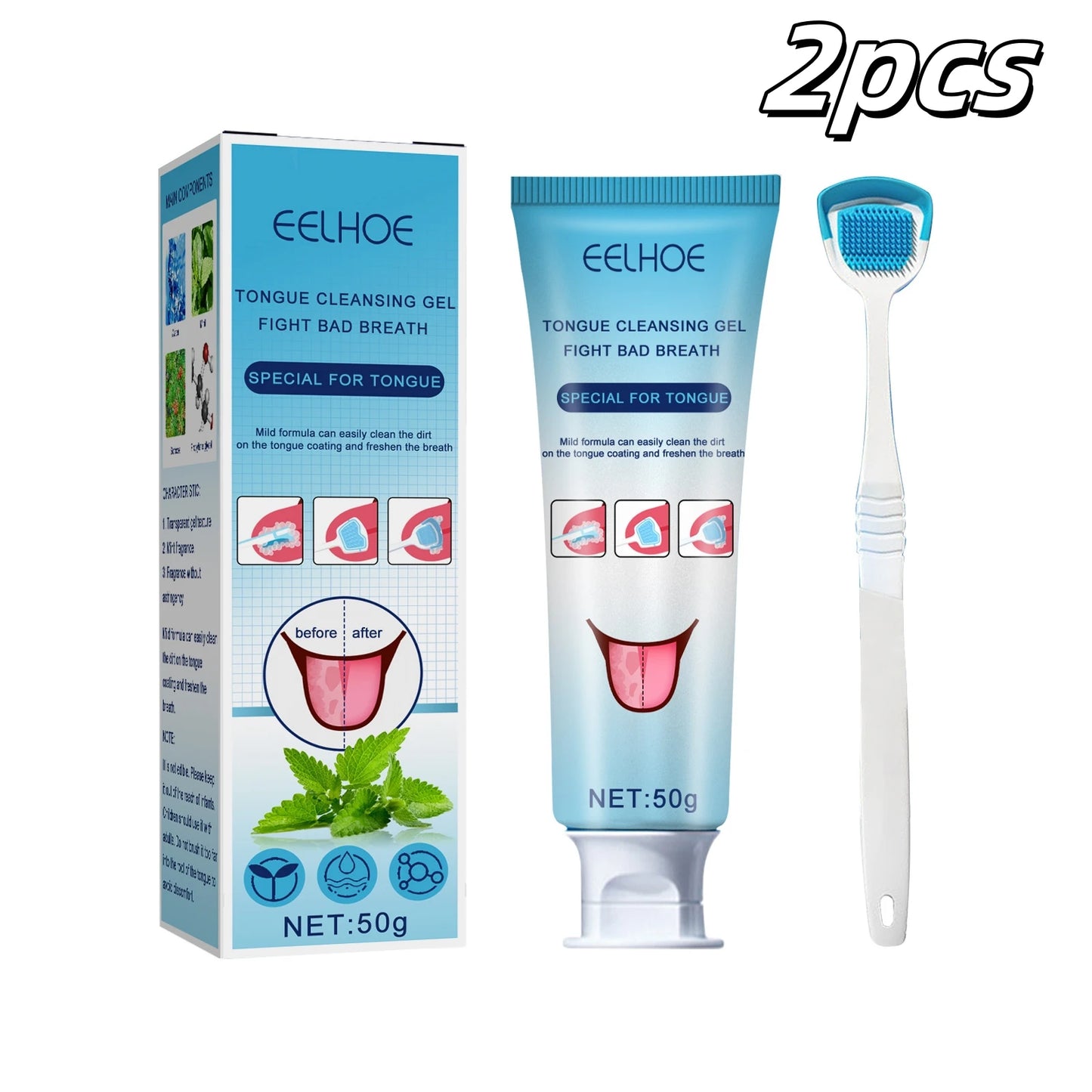 Tongue Cleansing Gel Tongue Coating Removal Kit Removing Thick White Tongue Coating,Balance Flora Freshing Breath Oral Care Tool by Anti Spier