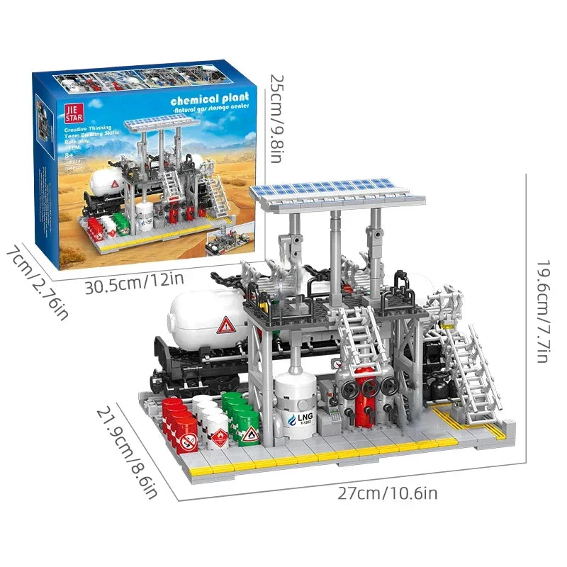 City Street View Building Blocks Natural Gas Storage Center Laboratory Transport Station 3 In 1 Assembly Model Bricks Kids Toys by Anti Spier