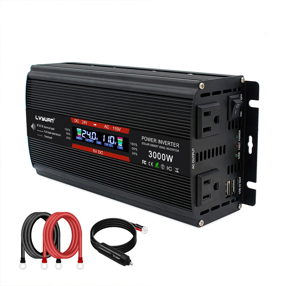 1500W/3000W Inverter Modified Sine Wave Inverter DC12VAC 110V Outdoor Working Power Converter With LCD Display by Anti Spier