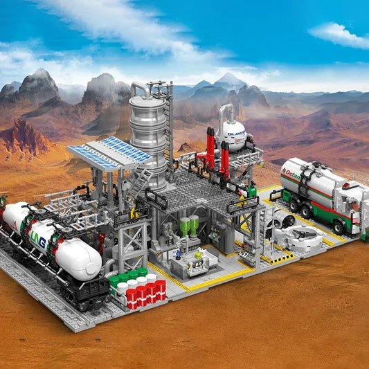 City Street View Building Blocks Natural Gas Storage Center Laboratory Transport Station 3 In 1 Assembly Model Bricks Kids Toys by Anti Spier