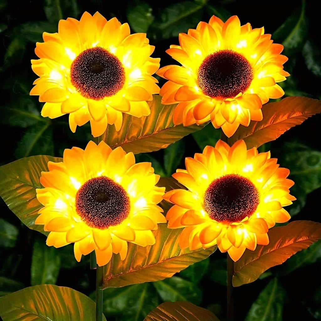 4Pack Solar Sunflower Lights Outdoor Flower Garden Stake Lights Waterproof Thanksgiving Decor for Grave Pathway Wedding Party by Anti Spier