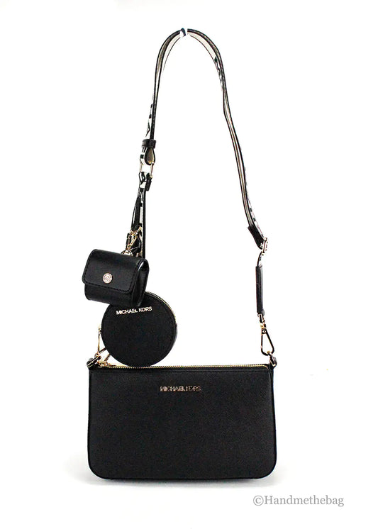 Michael Kors Jet Set Black Leather Tech Crossbody Bag by Anti Spier