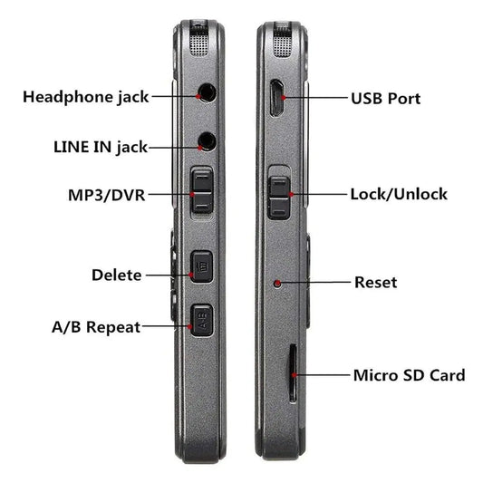 64GB Rechargeable LCD Digital Audio Sound Voice Recorder Dictaphone MP3 Player by Anti Spier