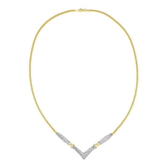 14K Yellow and White Gold 2.0 Cttw Princess Cut Diamond Flared and X-Station V Shaped 18” Franco Chain Statement Necklace (H-I Color, SI2-I1 Clarity) by Anti Spier