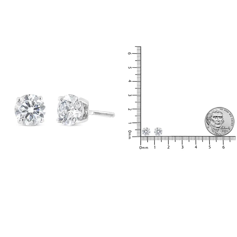 IGI Certified 14K White Gold 1 1/2 Cttw Round Diamond Solitaire Stud Earrings with Screwbacks (G-H Color, I1-I2 Clarity) by Anti Spier