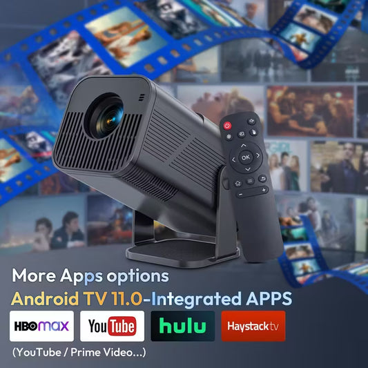 Advanced Portable Projector | 4K Video Decoding, WiFi 6, 1080P Home Theater, Built-In Android 11.0 | Suitable for Mobile Projection by Anti Spier