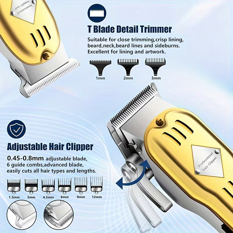 Men's Professional Hair Clipper Combo Set - Foil Shaver, Detail Trimmer, Adjustable Blades - USB Rechargeable, LCD Display, Complete Accessories for Home/Barbershop by Anti Spier