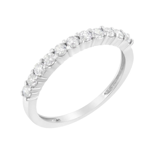 IGI Certified 1/2 Cttw Diamond 10K White Gold Prong Set Fluted Band Style Ring (I-J Color, I2-I3 Clarity) by Anti Spier