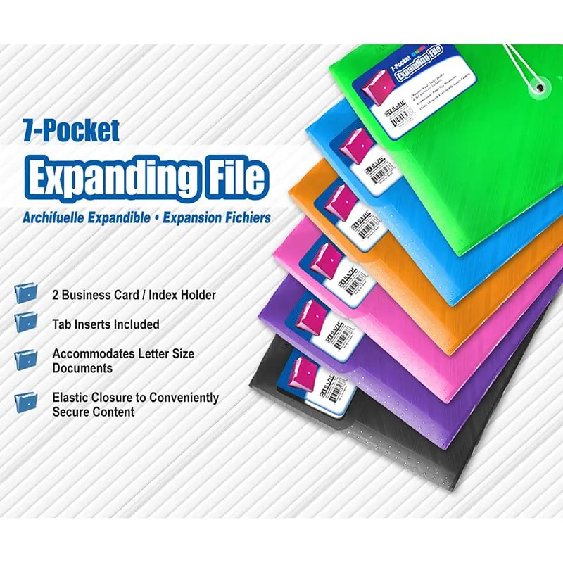 Translucent 7-Pocket Letter Size Poly Expanding File - 1pc Random Color by Anti Spier