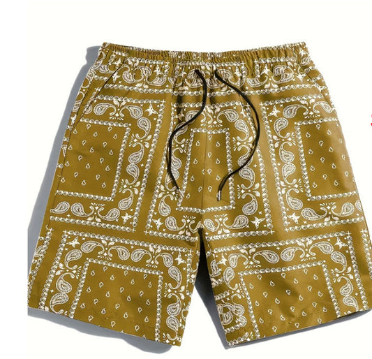 Men's casual shorts for summer, trendy and fashionable, multi-colored cashew flower loose large-sized shorts for men by Hypersku