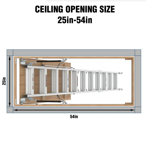 Household Aluminum Attic Ladder 25 X 54 ,350lbs Capacity, 7-10 Ft Ceiling Height by Anti Spier
