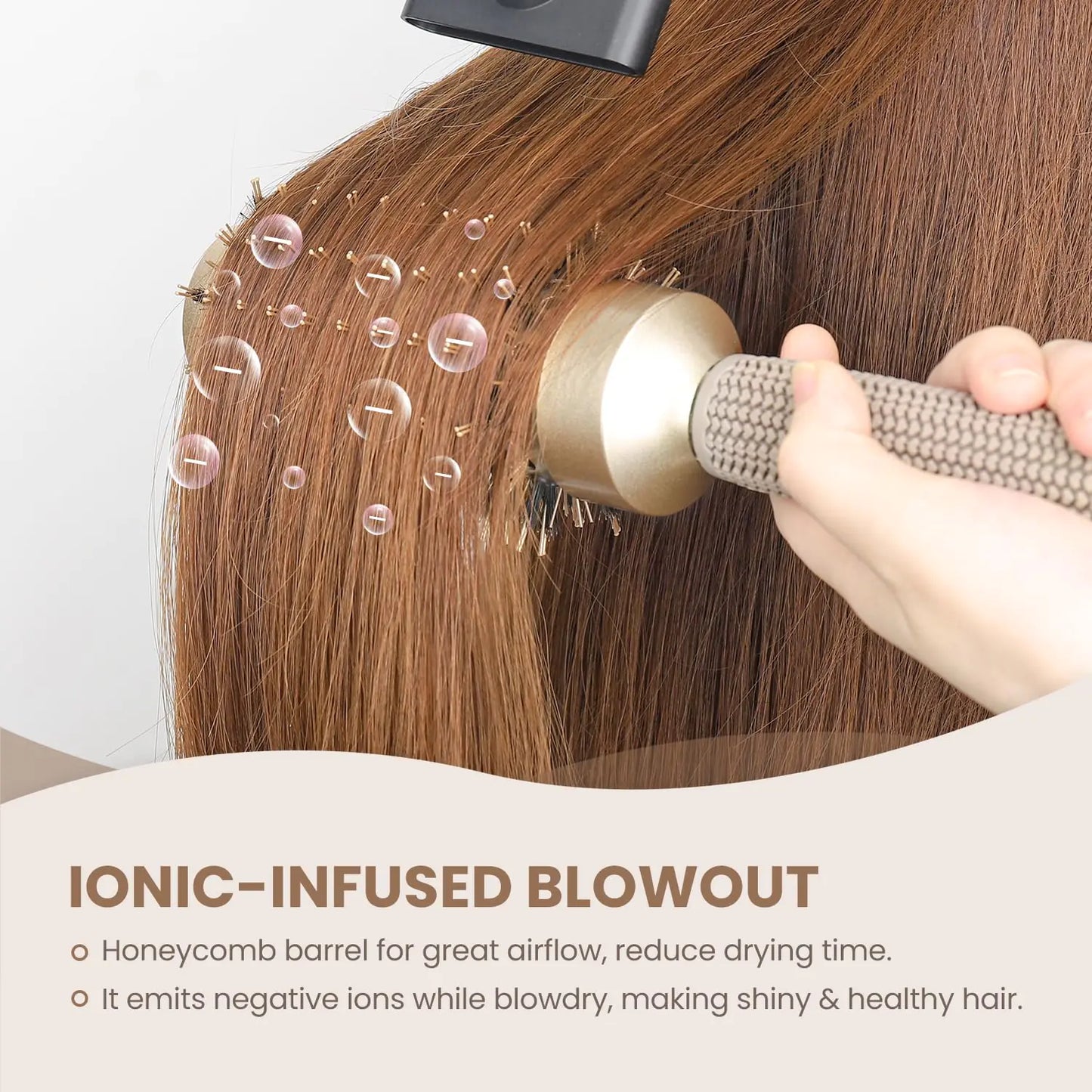 AIMIKE Round Brush, Nano Thermal Ceramic & Ionic Tech Hair Brush, Round Barrel Brush with Boar Bristles for Blow Drying, Styling, Curling, Add Volume & Shine (2.9 inch, Barrel 1.7 inch) + 4 Clips 43mm-1.7 Inch (2.9 Inch with Bristles) by Anti Spier