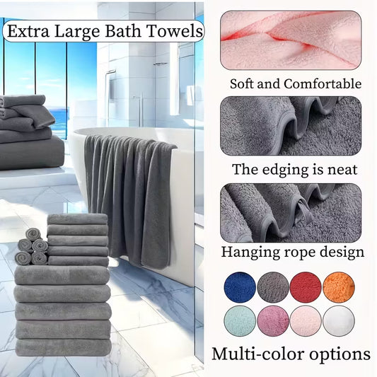 15pcs Bulk Bath & Hand Towel Set - Large 300GSM Microfiber Towels (5 Bath, 5 Hand, 5 Washcloths) - Heavy-Duty, Quick-Dry & Highly Absorbent for, Spa, Hotel - Multi-Color Options by Anti Spier