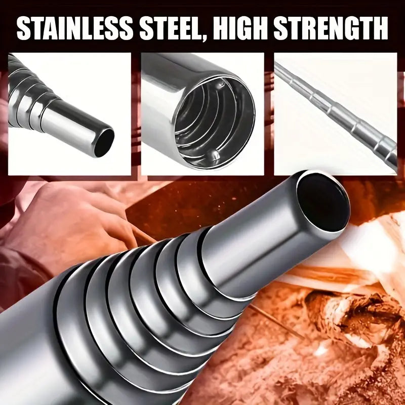 1pc Retractable Stainless Steel Fire Blowing Tube - Essential Camping & Hiking Gear for Outdoor Adventures - Portable, Durable, and Easy-to-Use Fire Starter for Travel, Backpacking, and Survival, Without Battery by Anti Spier