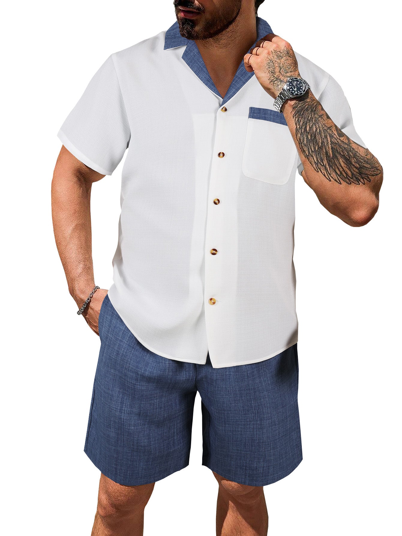 Men's short-sleeved shirt, Hawaiian print casual shirt, men's beach shirt by Hypersku