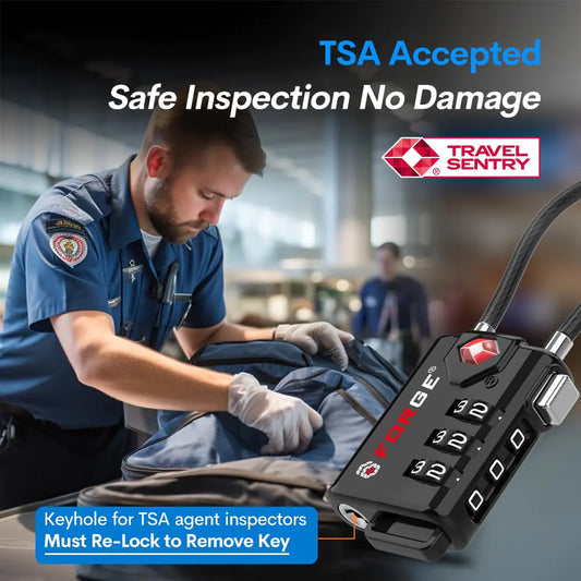 TSA Approved Cable Luggage Locks, Re-settable Combination with Alloy Body Black Single Pack by Anti Spier