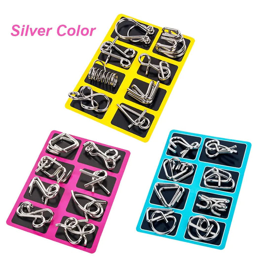 8-Piece Metal Montessori IQ Brain Teaser Puzzle Set for All Ages by Anti Spier
