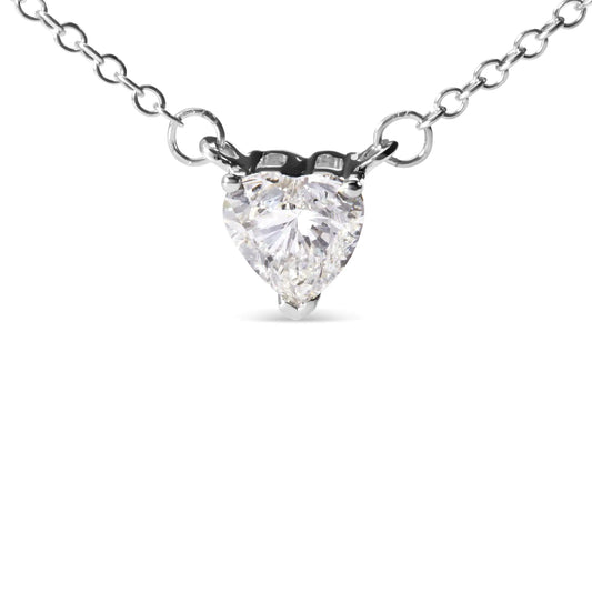 14K White Gold 1.0 Cttw Lab Grown Diamond Heart Shape Solitaire Pendant Necklace (F-G Color, VS1-VS2 Clarity) by Anti Spier