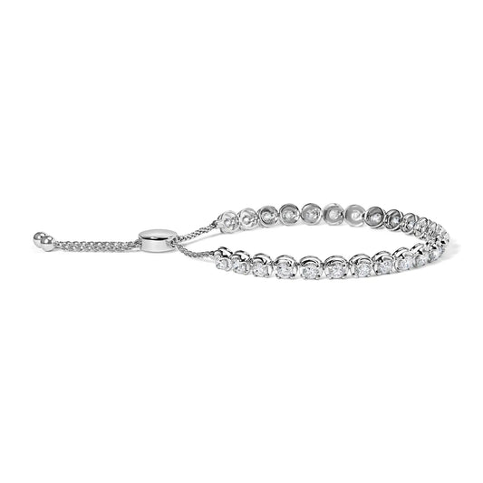 14K White Gold 6.00 Cttw Diamond 4”-10” Adjustable Bolo Tennis Bracelet (I-J Color, I1-I2 Clarity) by Anti Spier