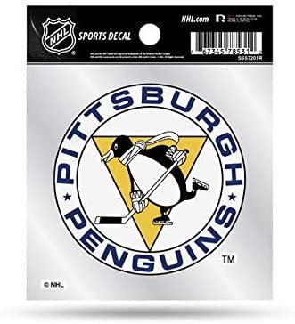 Pittsburgh Penguins 4x4 Inch Die Cut Decal Sticker, Retro Logo, Clear Backing by Fielders Choice