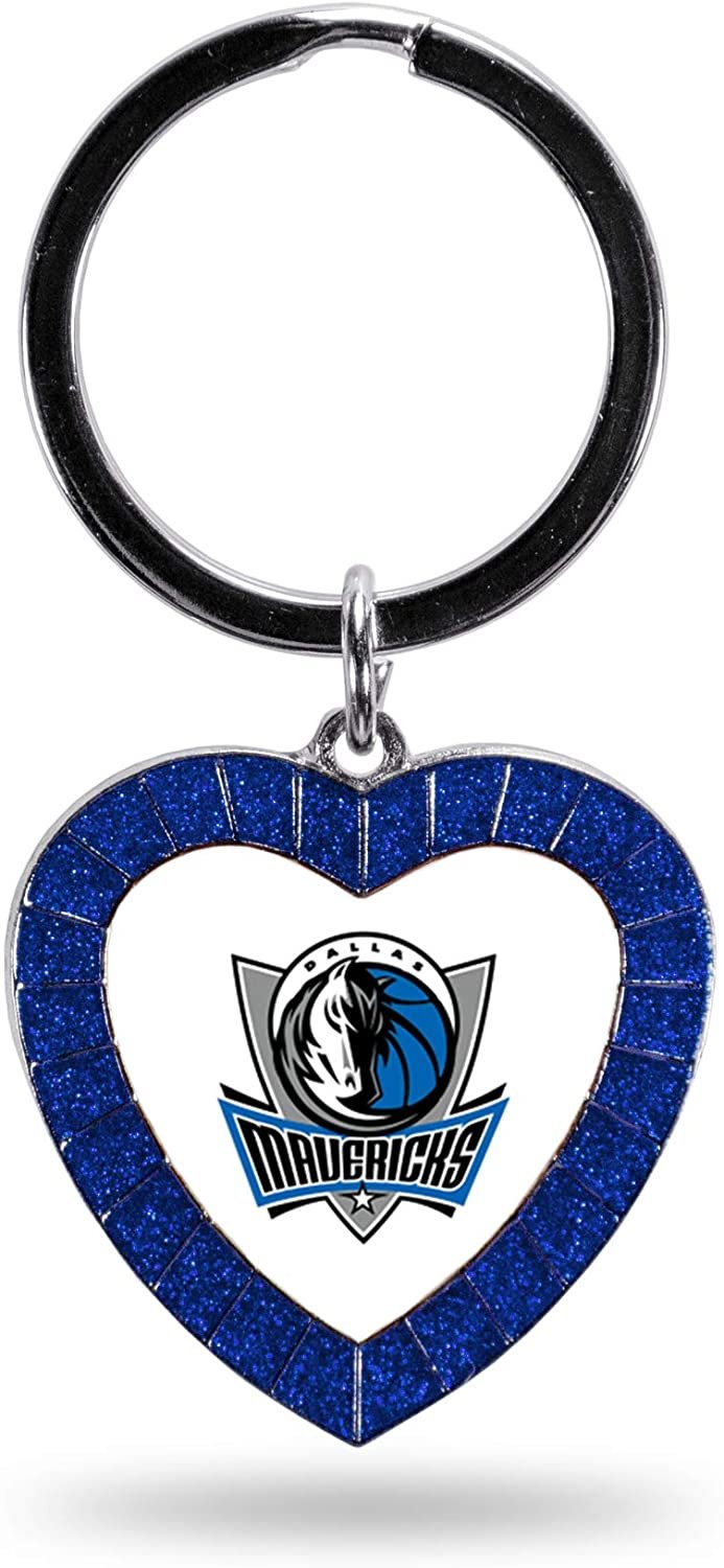 Dallas Mavericks Metal Keychain Rhinestone Colored Heart Shape by Fielders Choice